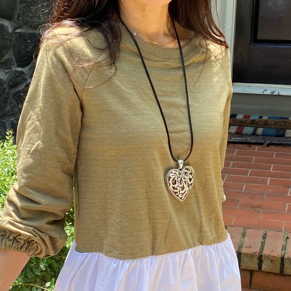 BLACK LEATHER CHAIN FABULOUS HEART NECKLACE - Picture 4 of 4